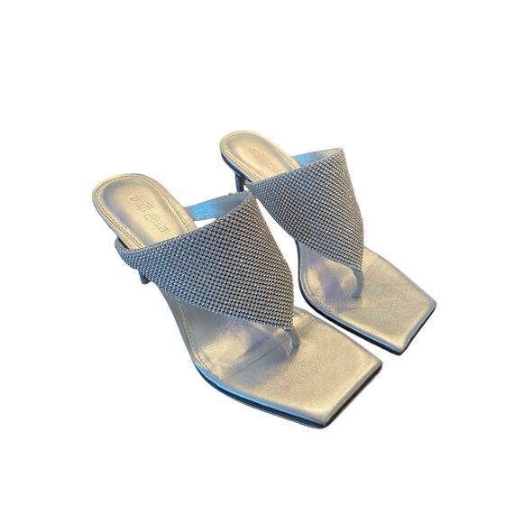 Cult Gaia Audrey Crystal Embellished Sandals Stiletto Heel Square Toe Clear Sz 6 - Picture 2 of 14